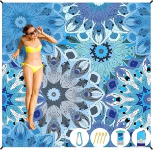 BYDOLL Beach Blanket Sandproof Waterproof 78''×110'' 1-7 Adults Compact Lightweight Oversized Beach Blanket Large Picnic Mat Beach Blanket for Travel Camping Hiking Picnic