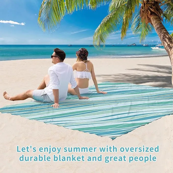 BYDOLL Beach Blanket Sandproof Waterproof 78''×110''1-7 Adults Compact Lightweight Oversized Beach Blanket Large Picnic Mat Beach Blanket for Travel Camping Hiking Picnic