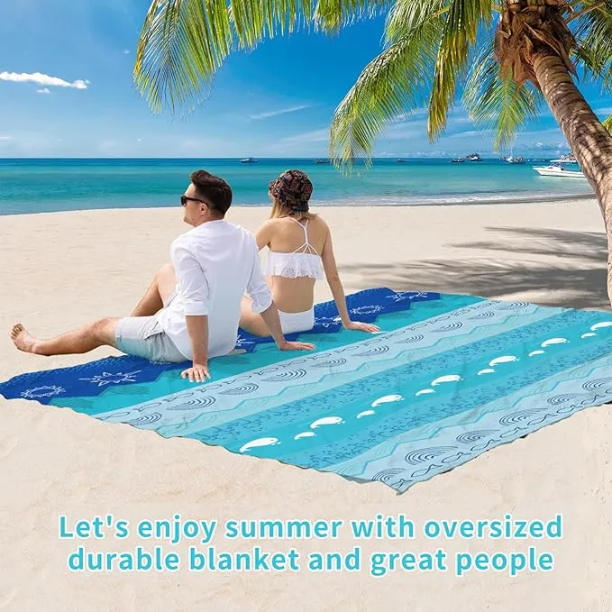 BYDOLL Beach Blanket Sandproof Waterproof 78''×110''1-7 Adults Compact Lightweight Oversized Beach Blanket Large Picnic Mat Beach Blanket for Travel Camping Hiking Picnic