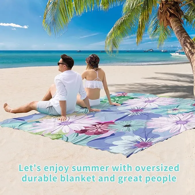 BYDOLL Beach Blanket Sandproof Waterproof 78''×81'' 1-4 Adults Compact Lightweight Oversized Beach Blanket Large Picnic Mat Beach Blanket for Travel Camping Hiking Picnic