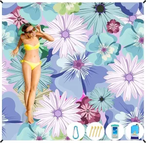 BYDOLL Beach Blanket Sandproof Waterproof 78''×81'' 1-4 Adults Compact Lightweight Oversized Beach Blanket Large Picnic Mat Beach Blanket for Travel Camping Hiking Picnic