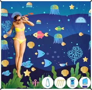 BYDOLL Beach Blanket Sandproof Waterproof 78''×81''1-4 Adults Compact Lightweight Oversized Beach Blanket Large Picnic Mat Beach Blanket for Travel Camping Hiking Picnic