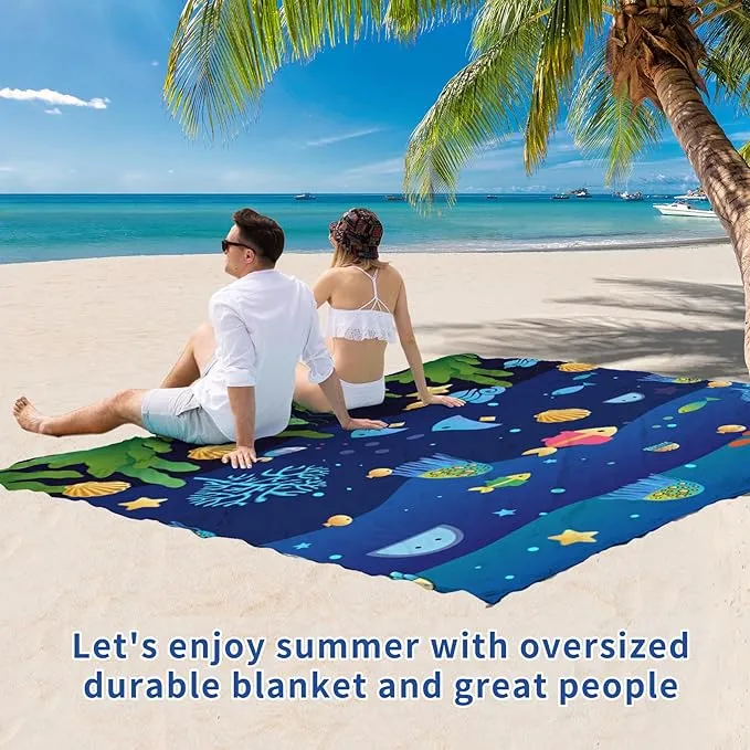 BYDOLL Beach Blanket Sandproof Waterproof 78''×81''1-4 Adults Compact Lightweight Oversized Beach Blanket Large Picnic Mat Beach Blanket for Travel Camping Hiking Picnic