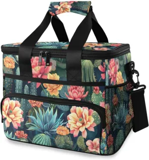 Cactus Watercolor Tropical Plants Cooler Bag Insulated Cooler Soft Sided Cooler 24 Can Portable Picnic Bag Large Leakproof Lunch Bag Box for Beach Grocery Camping Travel Car Men Women