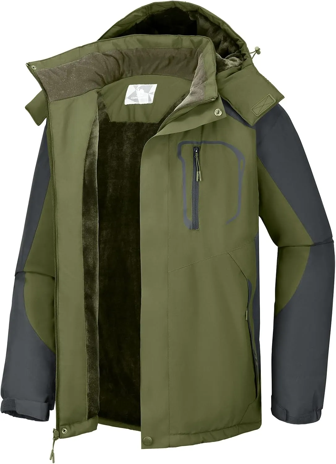 CAMEL CROWN Men's Ski Snow Jacket Waterproof Winter Snow Coat Windproof Warm Fleece Lining Hooded Parka Rain Jacket