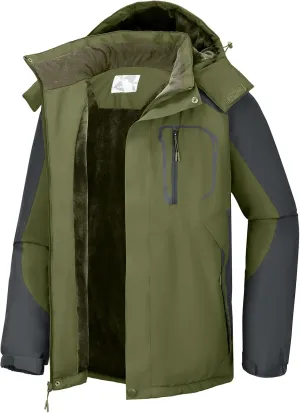 CAMEL CROWN Men's Ski Snow Jacket Waterproof Winter Snow Coat Windproof Warm Fleece Lining Hooded Parka Rain Jacket