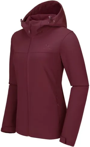 CAMEL CROWN Womens Fleece Lined Softshell Jacket Hooded Waterproof Windproof Lightweight Insulated Winbreaker Hiking Camping
