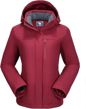 CAMEL CROWN Women's Ski Jacket Waterproof Winter Mountain Coat Warm Fleece Windbreaker Hooded Raincoat Snowboarding Jackets