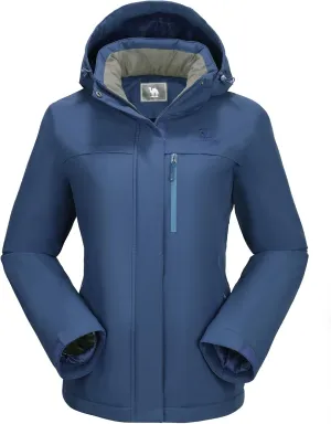 CAMEL CROWN Women's Ski Jacket Waterproof Winter Mountain Coat Warm Fleece Windbreaker Hooded Raincoat Snowboarding Jackets