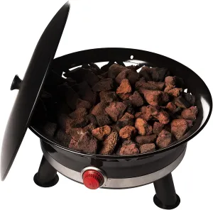Camp Chef Ponderosa Fire Pit - Portable & Propane Campfire Fire Pit with Lava Rock - Comes with Lid for Camping Gear - 24"