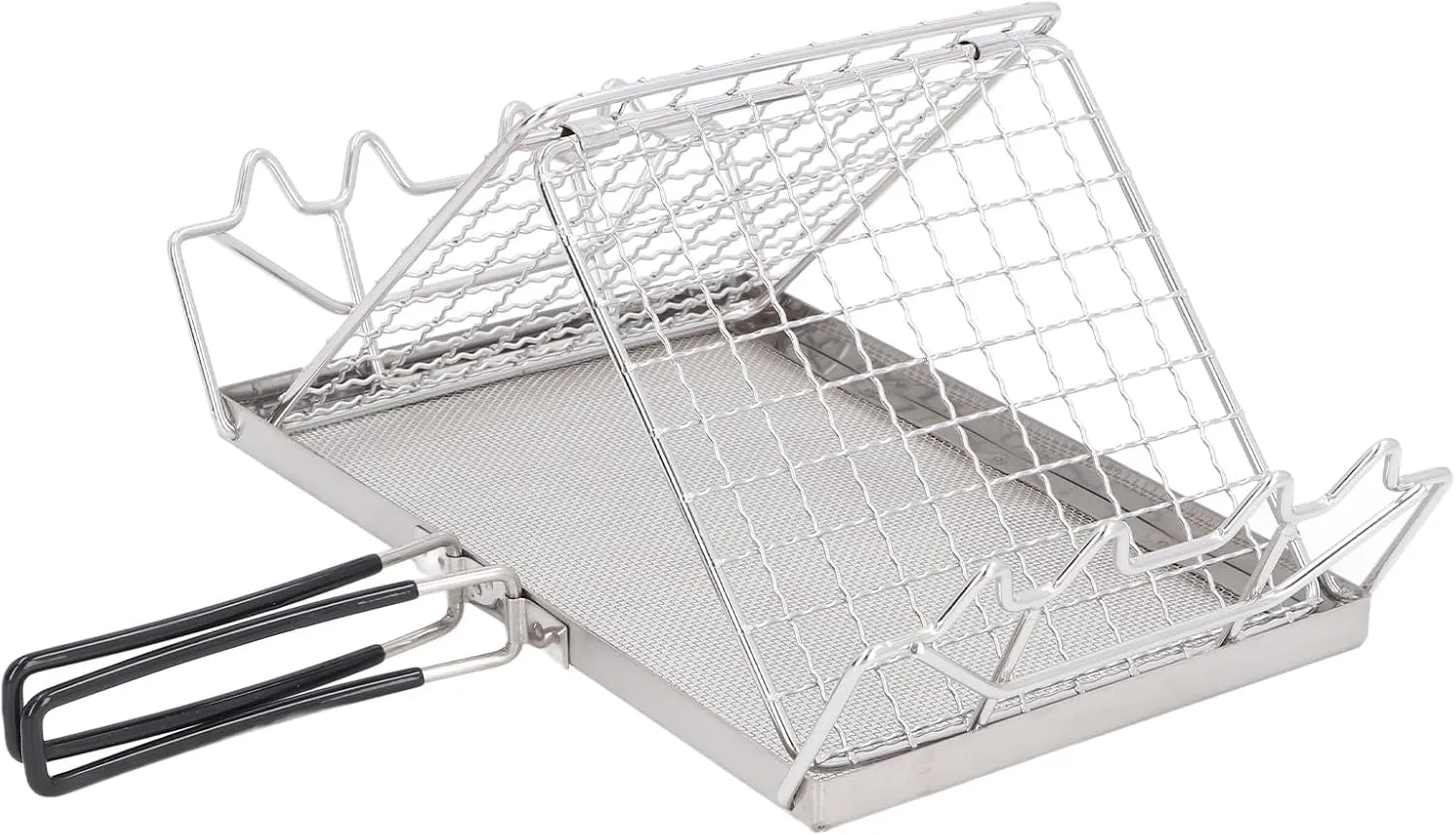 Camp Stove Toaster, Stainless Steel Camping Toaster with Storage Bag, Foldable Portable Camping Cooking Essentials Bread Toaster Holder Rack for Picnic, BBQ, Fishing