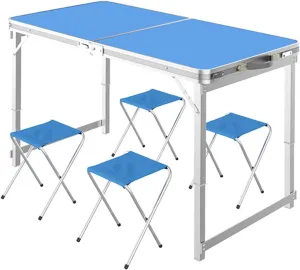Camp Table 1.2m Square Tube Folding Table Outdoor Camping Picnic BBQ Fishing Household Simple Dining Desk Portable Beach