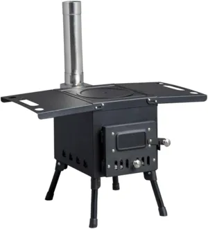 Camp Wood Stove, Tent Wood Burning Stoves Portable with Chimney Pipes, Camping Stove Portable for Tent, Hot Tent Stove for Outdoor Heating,Cooking, Ice Fishing, Hunting, Black 22.64x12.21x14.57 inches