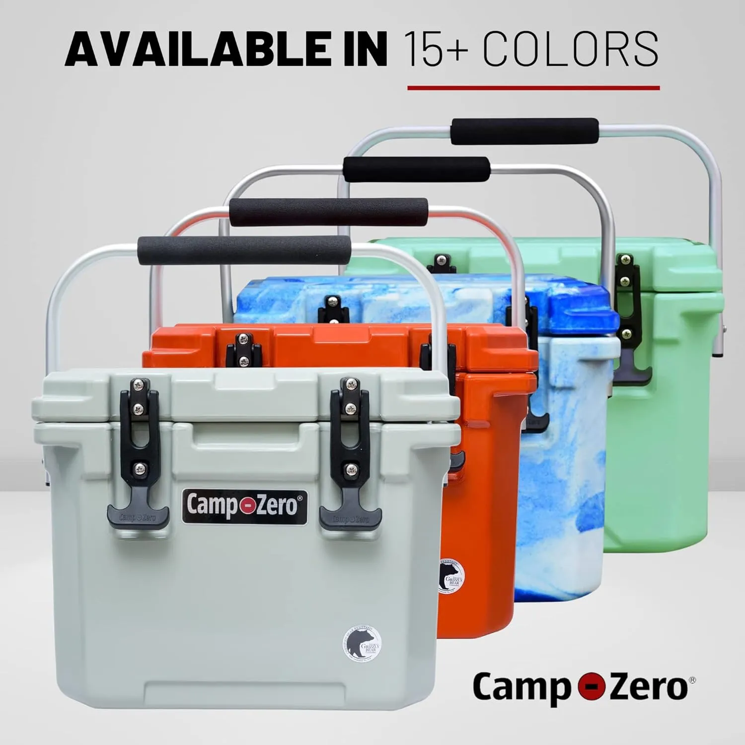 CAMP-ZERO 10L-10.6 Quart Portable Hard Cooler Ice Chest, Perfect for Drinks, Lunch, Beach, Picnics, Boating, Camping and Travel with 2 Molded-in Cup Holders and Folding Aluminum Handle