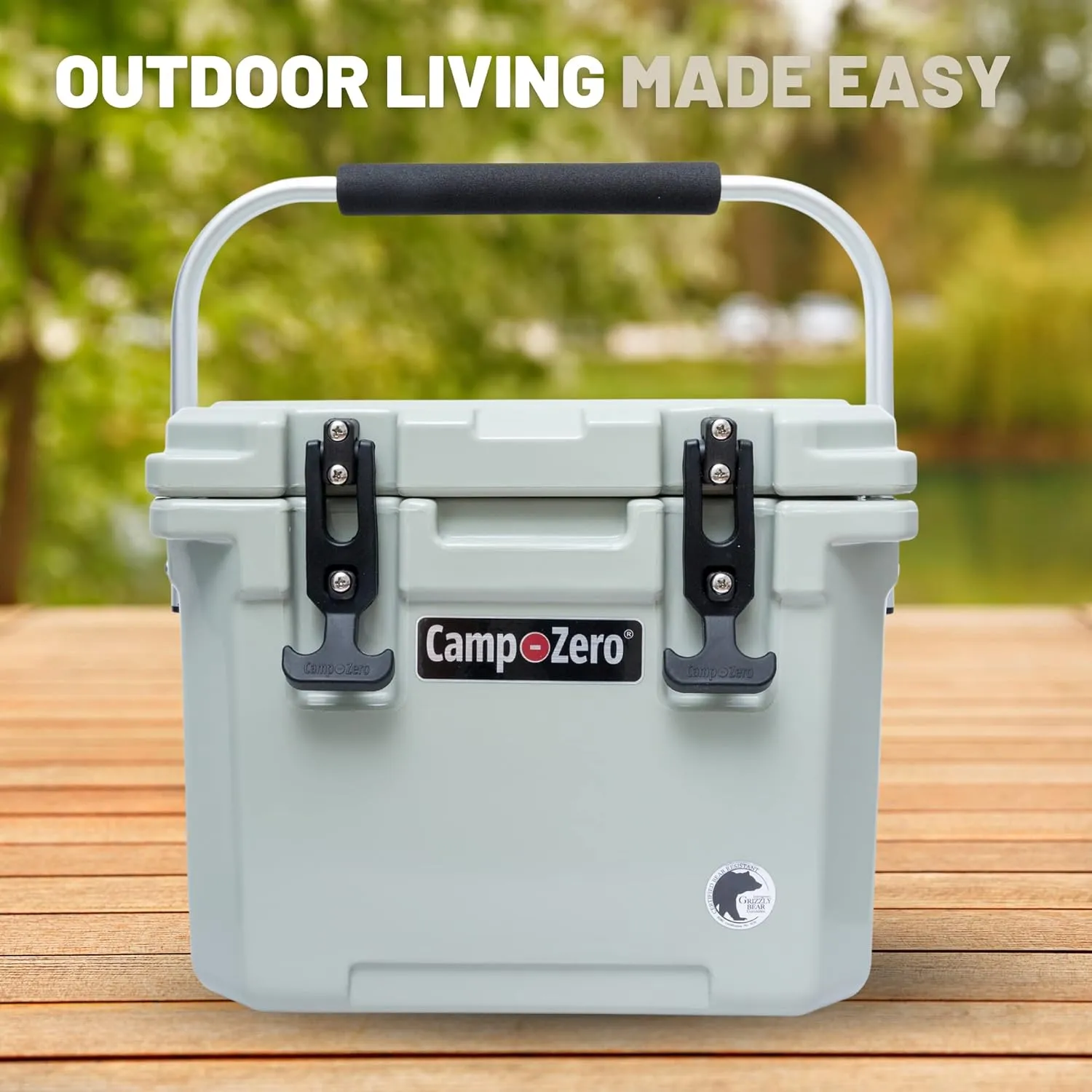 CAMP-ZERO 10L-10.6 Quart Portable Hard Cooler Ice Chest, Perfect for Drinks, Lunch, Beach, Picnics, Boating, Camping and Travel with 2 Molded-in Cup Holders and Folding Aluminum Handle