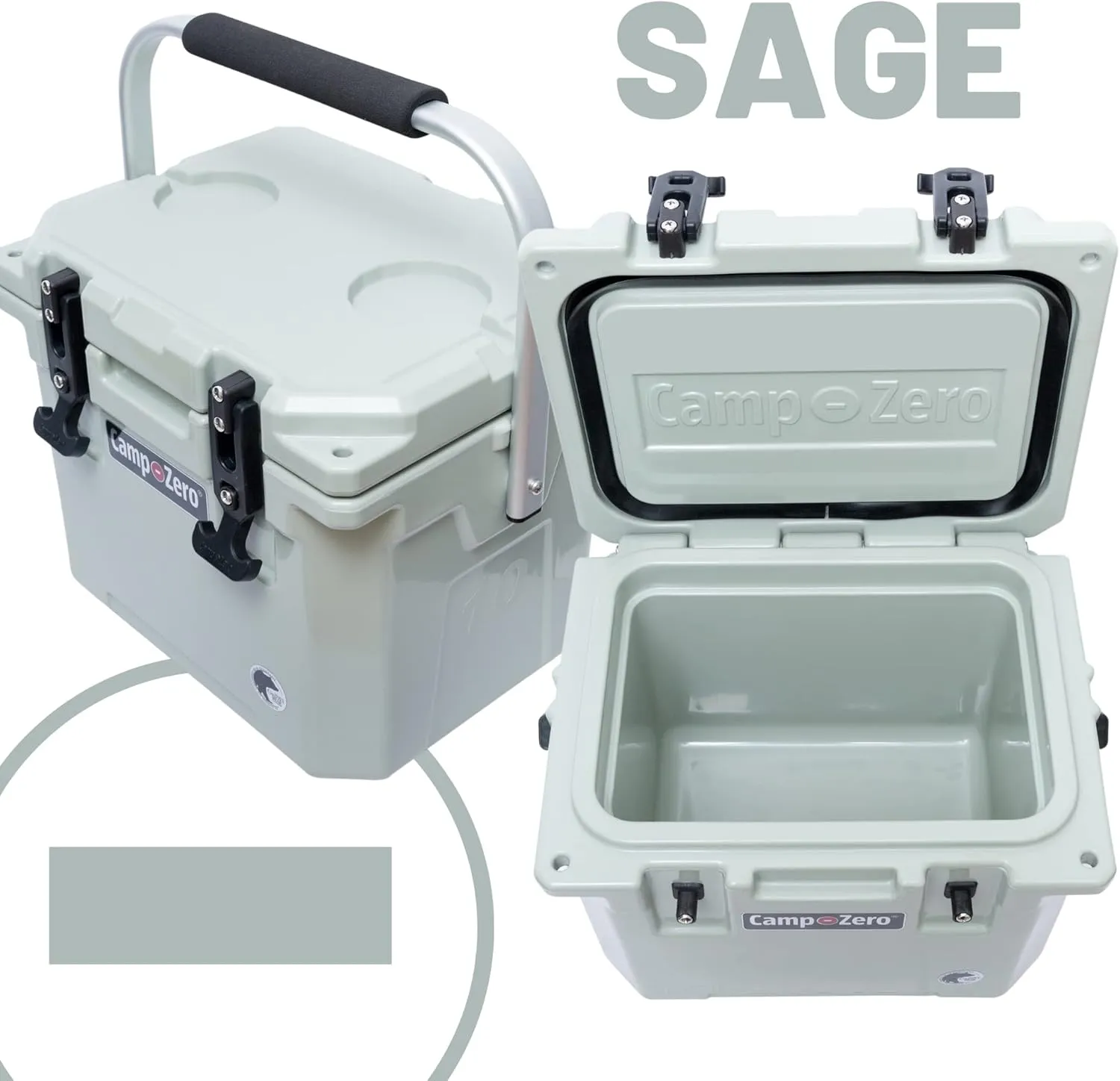 CAMP-ZERO 10L-10.6 Quart Portable Hard Cooler Ice Chest, Perfect for Drinks, Lunch, Beach, Picnics, Boating, Camping and Travel with 2 Molded-in Cup Holders and Folding Aluminum Handle