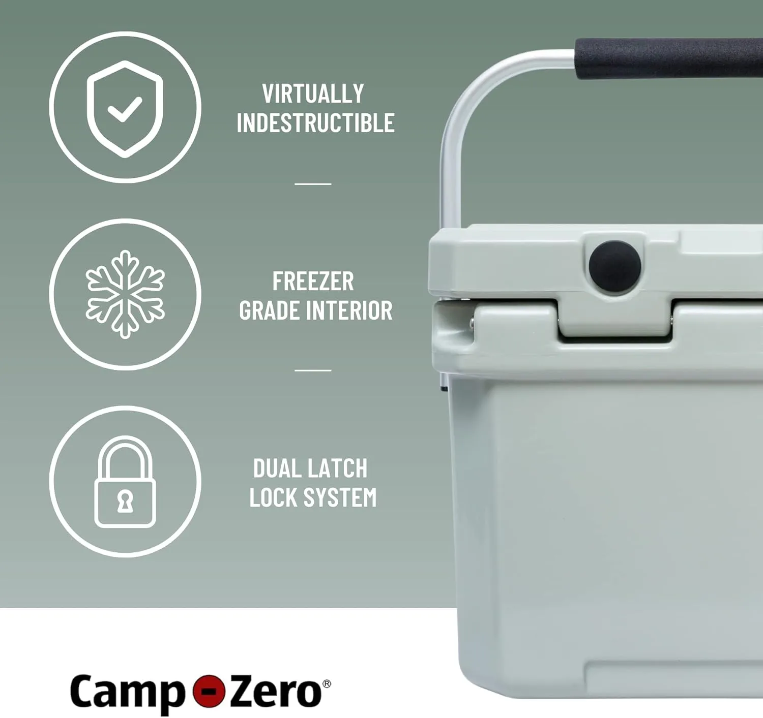 CAMP-ZERO 10L-10.6 Quart Portable Hard Cooler Ice Chest, Perfect for Drinks, Lunch, Beach, Picnics, Boating, Camping and Travel with 2 Molded-in Cup Holders and Folding Aluminum Handle