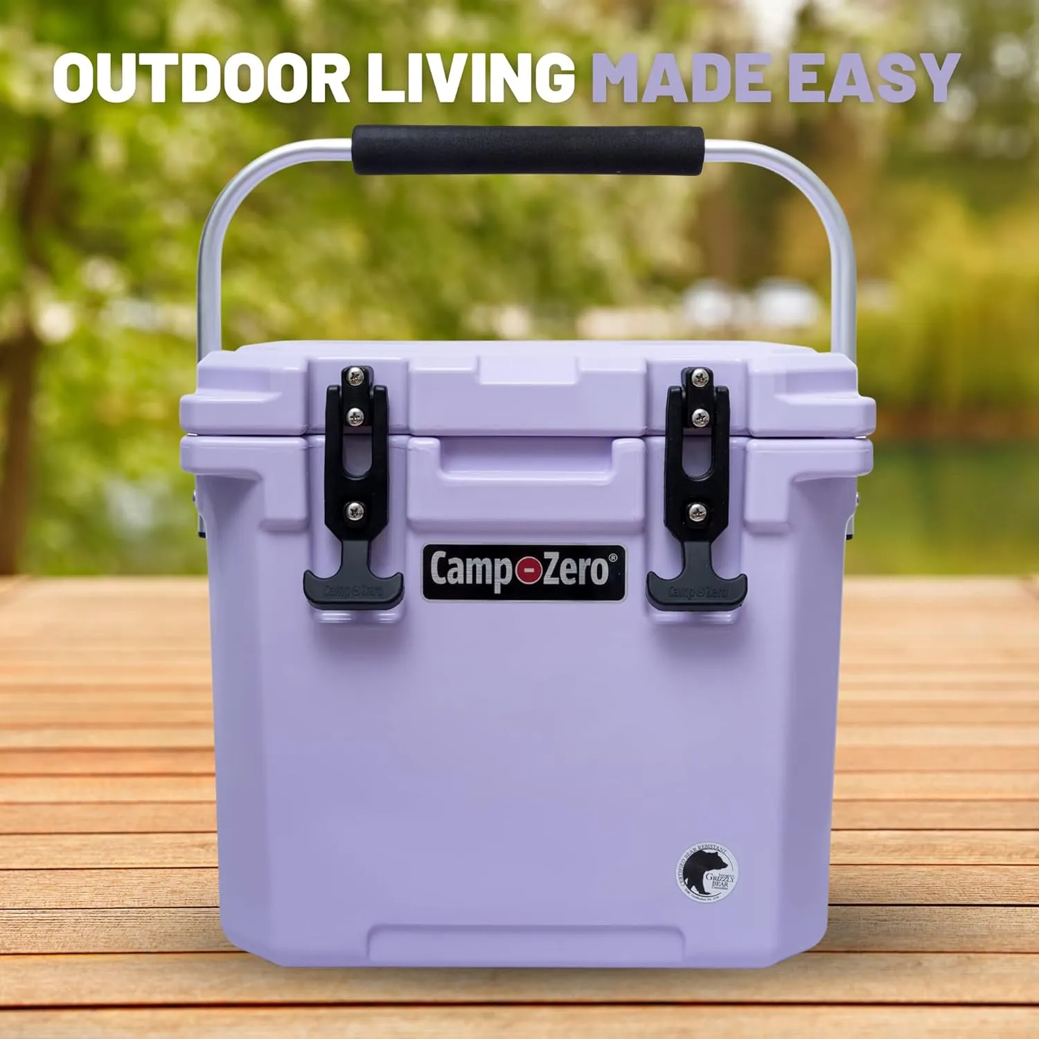 CAMP-ZERO 12L-12.6 Quart Portable Hard Cooler Ice Chest, Perfect for Drinks, Lunch, Beach, Picnics, Boating, Camping and Travel with 2 Molded-in Cup Holders and Folding Aluminum Handle