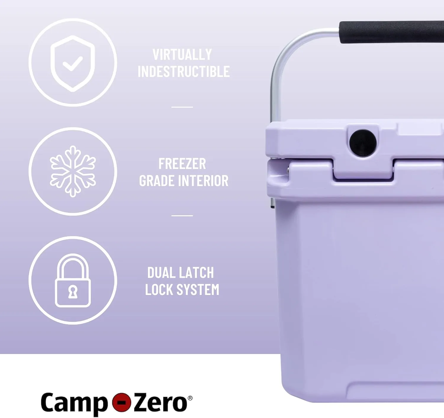 CAMP-ZERO 12L-12.6 Quart Portable Hard Cooler Ice Chest, Perfect for Drinks, Lunch, Beach, Picnics, Boating, Camping and Travel with 2 Molded-in Cup Holders and Folding Aluminum Handle