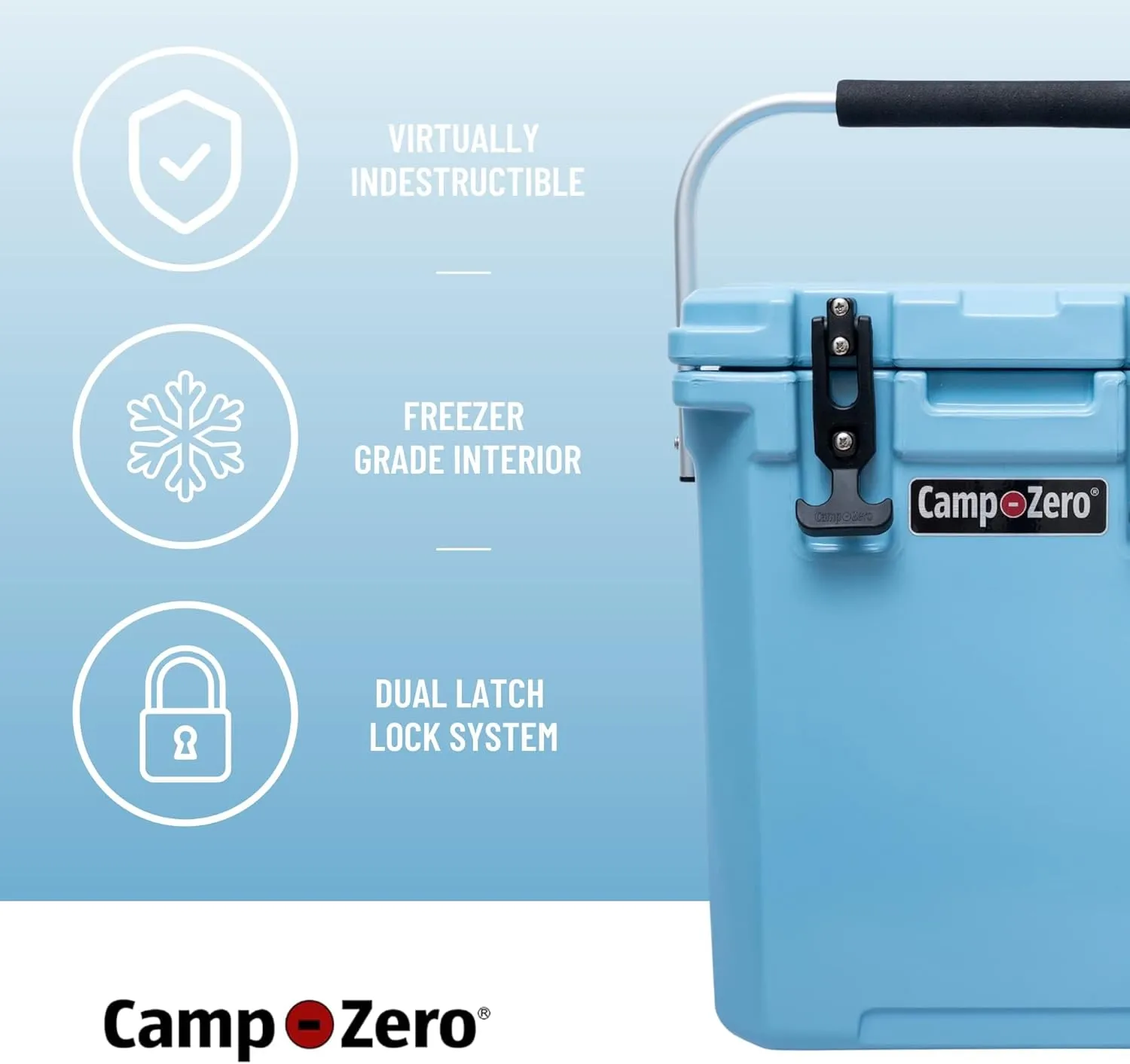CAMP-ZERO 16L-16.9 Quart Portable Hard Cooler with Divider, Perfect for Drinks, Wine Bottles, Lunch, Beach, Picnics, Boating, Camping, Travel with 2 Molded-in Cup Holders and Folding Aluminum Handle