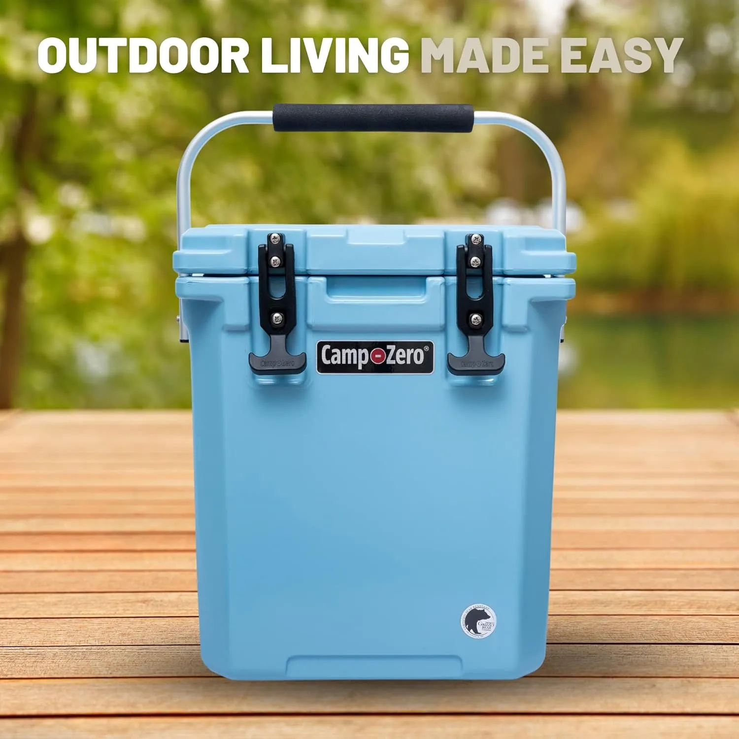 CAMP-ZERO 16L-16.9 Quart Portable Hard Cooler with Divider, Perfect for Drinks, Wine Bottles, Lunch, Beach, Picnics, Boating, Camping, Travel with 2 Molded-in Cup Holders and Folding Aluminum Handle