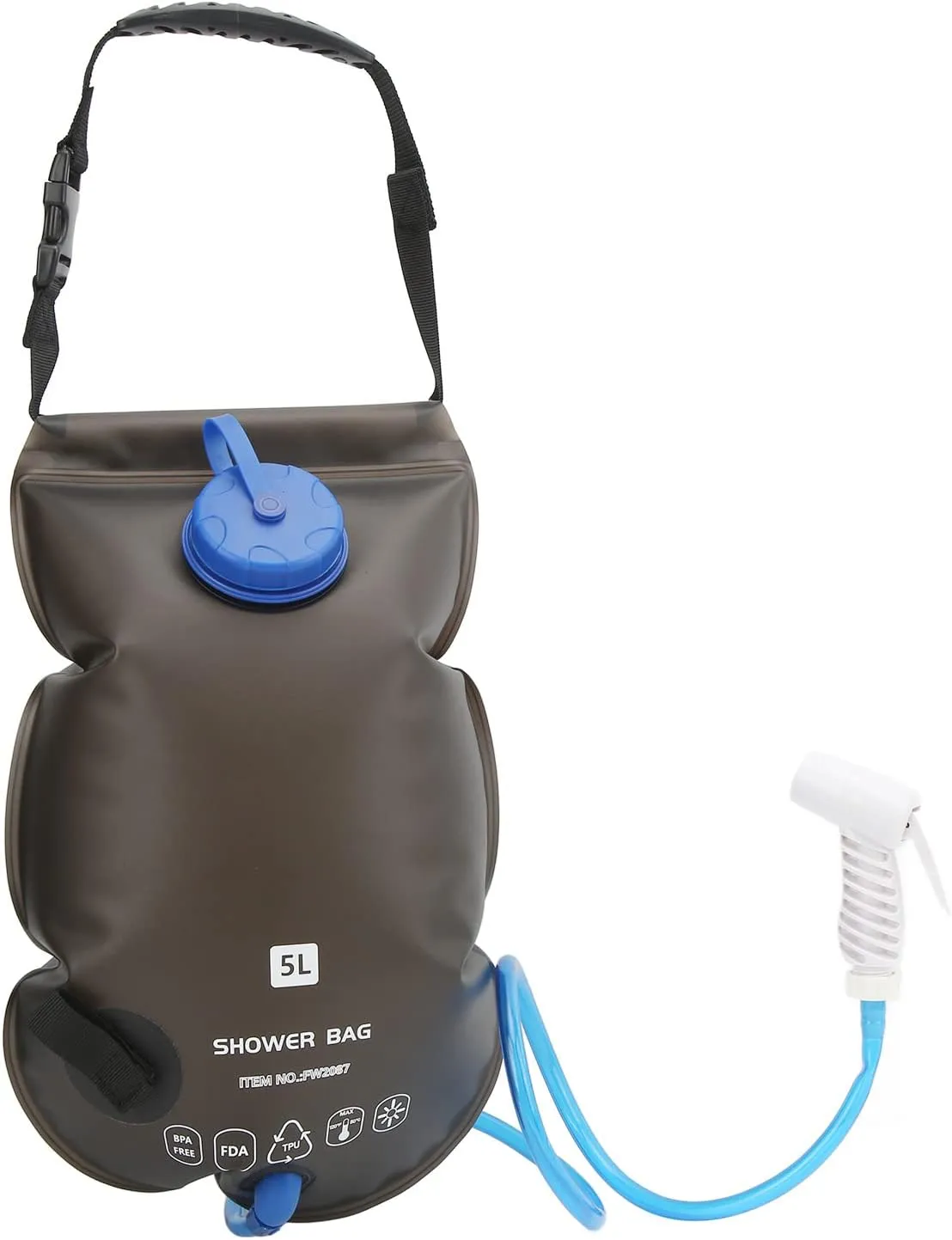 Camping Bath Bag, 5L Outdoor Shower Bag Food Grade TPU Drinking Water Storage Portable Shower Kit with Sprayer for Camping Traveling Hiking