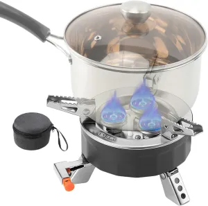 Camping Burner,Small Camping Stove Camp Coking Gear - 6800W Foldable Burner with Precise Heat Control, Cooking Tools Outdoor Gear for Fishing Hiking BBQ Backpacking