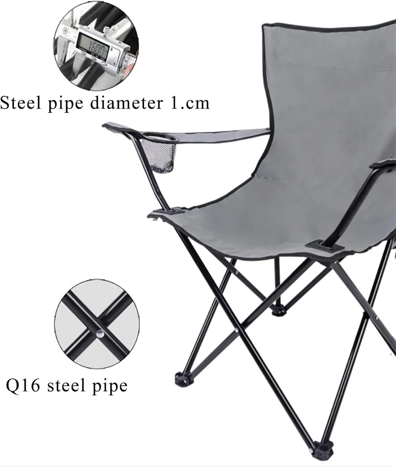 Camping Chair Outdoor Fishing Chair Folding Camping Chairs with Steel, Portable Camp and Sports Chair Heavy Duty for Adults Folding Chairs for Outside Portable