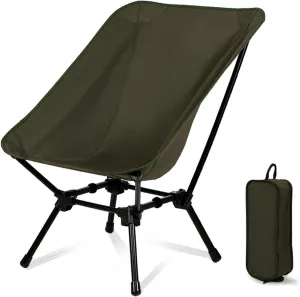Camping Chair with Carry Bag High Backrest Folding Lounge Chair for Outdoor Travel Beach Picnic Hiking-Green