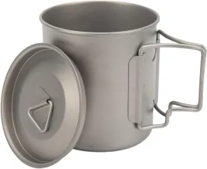 Camping Coffee Mug, Foldable Handle Portable Humanized Design Aluminum Alloy Large Capacity Outdoor Cooking Mug for Camping Hiking Fishing