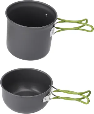Camping Cooking Set, Outdoor Cookware Mess Kit with Carry Bag Car Camping Essentials for 1 to 2 People