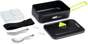 Camping Cookware Mess Kit Alunum Alloy Lunch Box with Foldable Alcohol Stove Spoon Fork