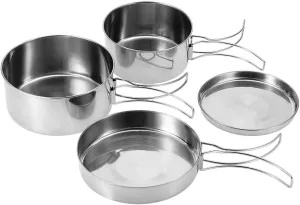 Camping Cookware Mess Kit, Backpacking Cooking Set Lightweight Stackable Pots and Pans Set Portable Tableware for Outdoor Indoors Kitchen Family Camping Travel Picnic Backpacking Hiking Fishing