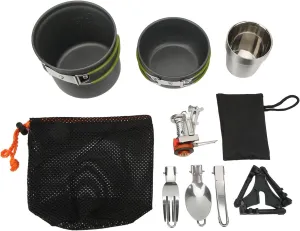 Camping Cookware Set Multifunctional Portable Picnic Cooking Stove Pot with Folding Spoon Set Combustion Utilization Rate Durably Aluminum Material