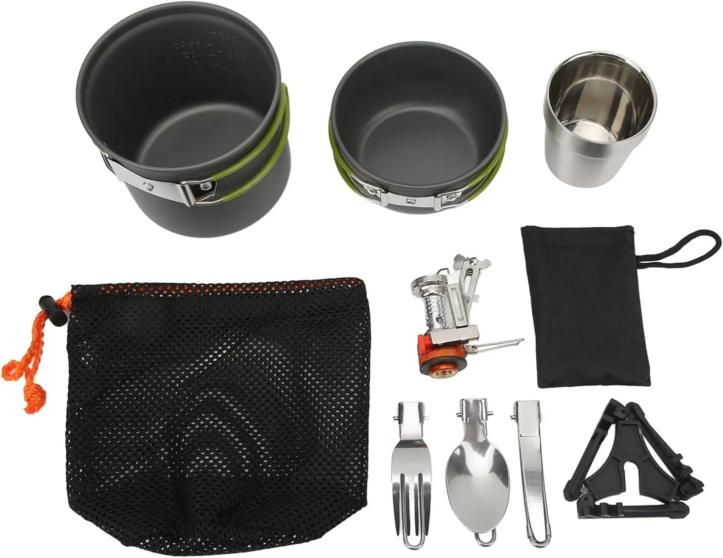 Camping Cookware Set Multifunctional Portable Picnic Cooking Stove Pot with Folding Spoon Set Combustion Utilization Rate Durably Aluminum Material