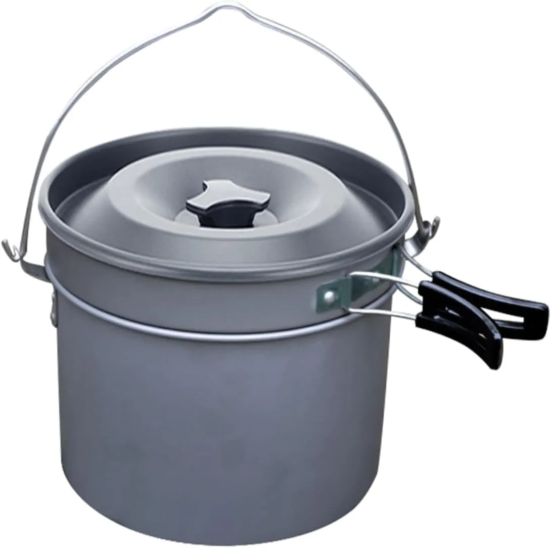 Camping Fire Pit Portable Backpacking Cooking Set 5-6 Person Picnic Cookware Stove Cookset