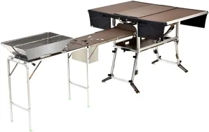 Camping Folding Table Barbecue Mobile Kitchen Large Panel Outdoor Stove Cooker Camping Picnic Self-Driving Tour Equipment Easy to Carry for Outdoor Picnic Beach, Style 4