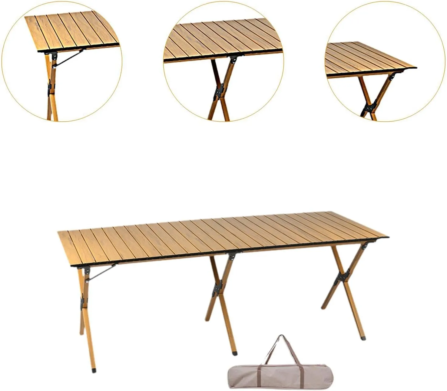 Camping Folding Table Foldable Picnic Table Furniture Compact Portable Outdoor Table for Picnic Balcony Beach Outdoor Kitchen, 150cm Double Layer, multi