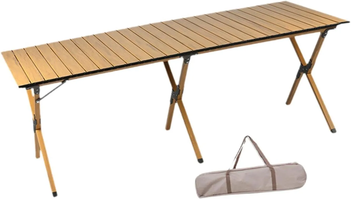 Camping Folding Table Foldable Picnic Table Furniture Compact Portable Outdoor Table for Picnic Balcony Beach Outdoor Kitchen, 150cm Double Layer, multi