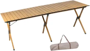 Camping Folding Table Foldable Picnic Table Furniture Compact Portable Outdoor Table for Picnic Balcony Beach Outdoor Kitchen, 150cm Double Layer, multi