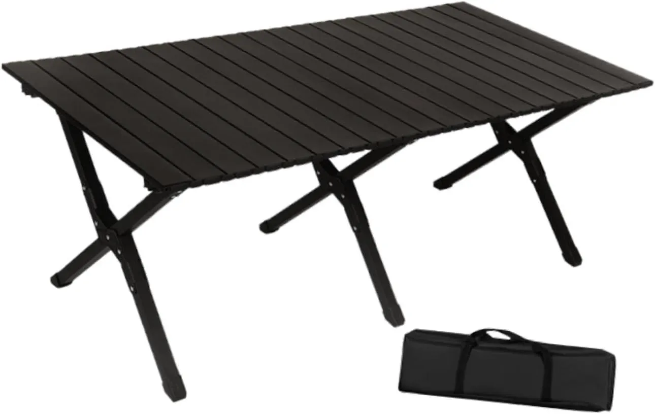 Camping Folding Table Foldable Picnic Table Lightweight, Outdoor Table Portable for Beach Hiking Garden Cooking, black