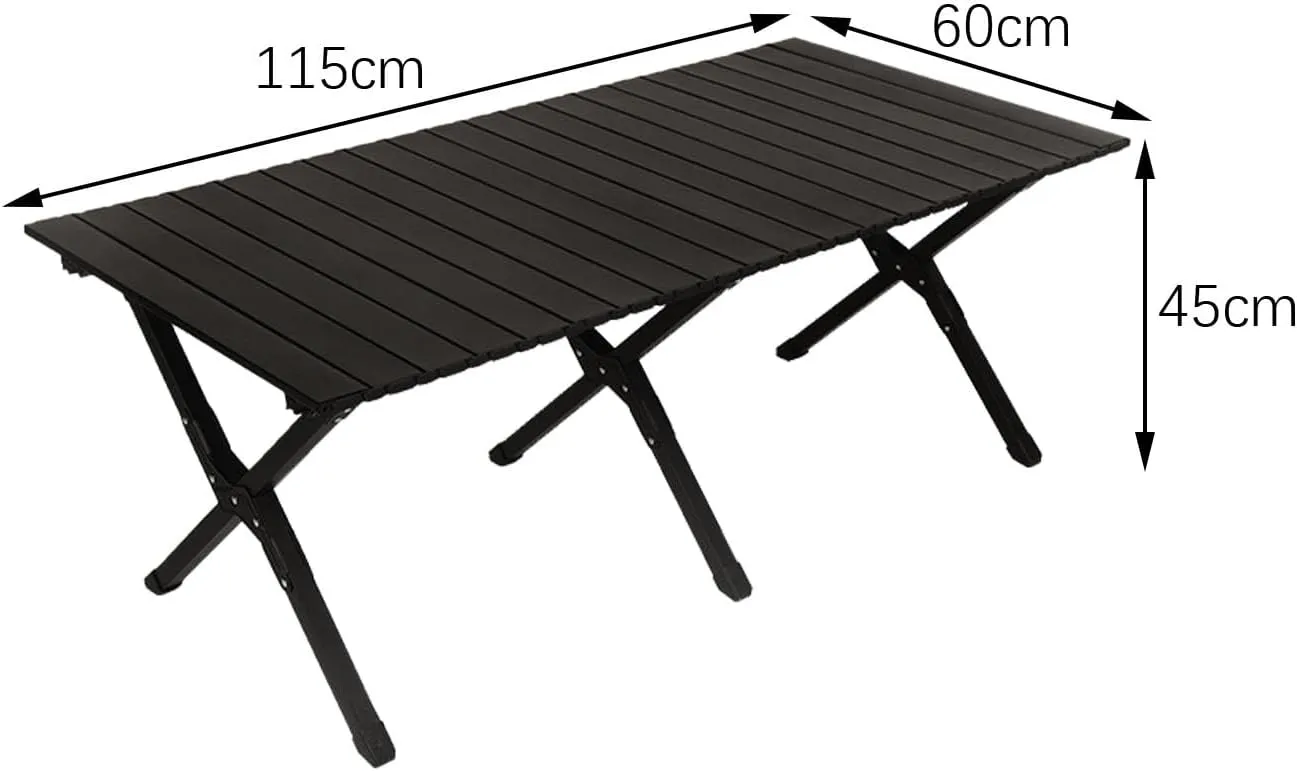 Camping Folding Table Foldable Picnic Table Lightweight, Outdoor Table Portable for Beach Hiking Garden Cooking, black