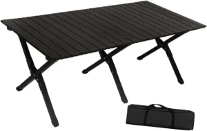 Camping Folding Table Foldable Picnic Table Lightweight, Outdoor Table Portable for Beach Hiking Garden Cooking, black