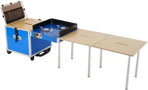 Camping Folding Table Outdoor Accompanying Small Kitchen Camping Barbecue Folding Table Portable Stove Self-Driving Picnic Equipment Multifunctional Table for Picnic Backyards Beach (Color : Blue)