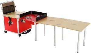 Camping Folding Table Outdoor Accompanying Small Kitchen Camping Barbecue Folding Table Portable Stove Self-Driving Picnic Equipment Multifunctional Table for Picnic Backyards Beach (Color : Rojo)