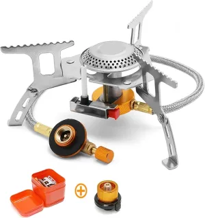 Camping Gas Stove Windproof Outdoor Gas Burner Portable Folding Split Tourist Equipment for Cooking Hiking 3500W (Color : Set 2)