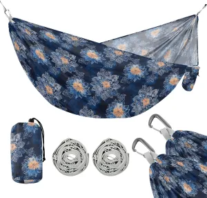 Camping Hammock Outdoor Hammocks for Outside Deep Blue Mandala Beach Trees Portable Lightweight with Pockets Tree Straps Indoor