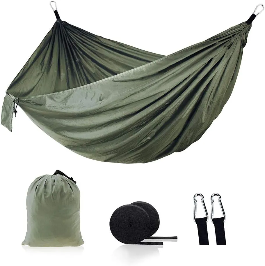 Camping Hammock - Travel Hammock with 2 Tree Straps, Double Hammock, Durable Nylon Parachute Portable Hammock for Outdoor Hiking Backpacking Yard