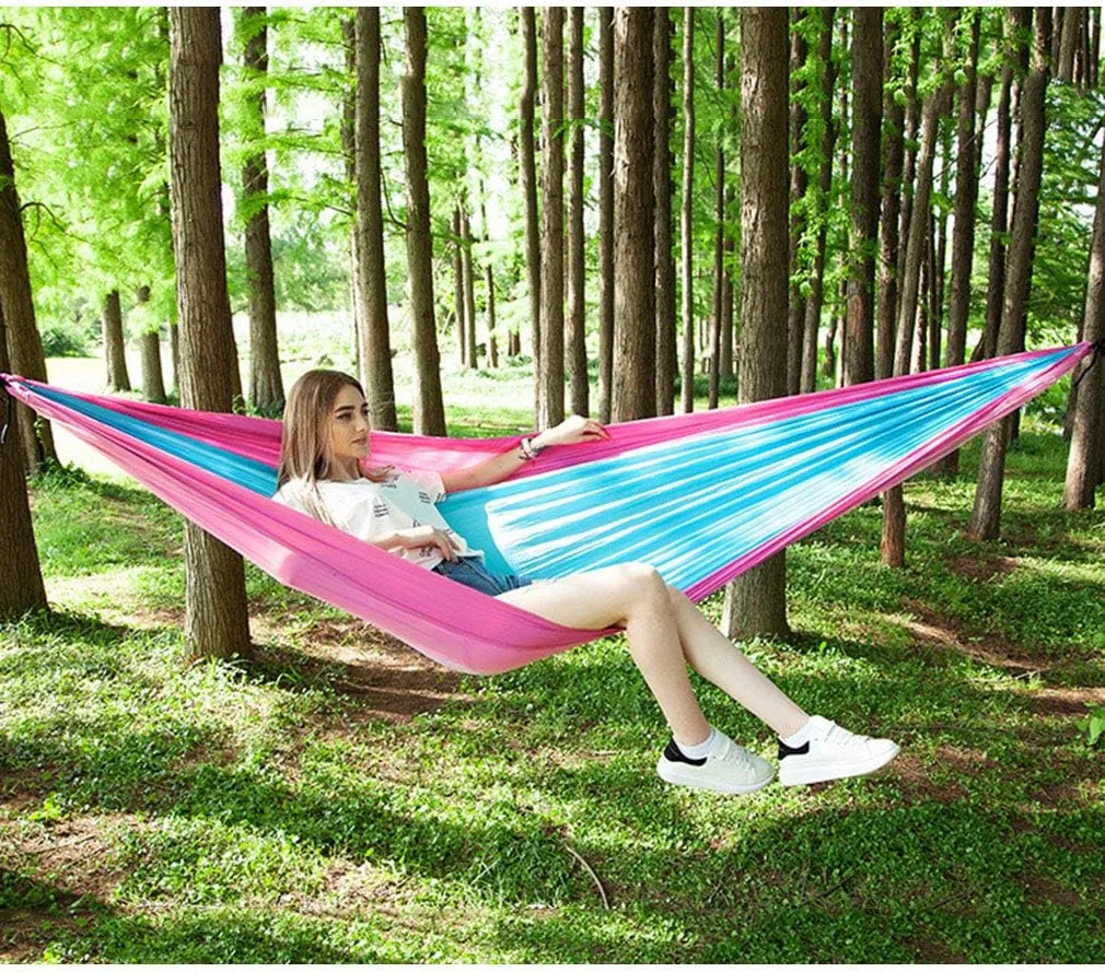 Camping Hammock with Mosquito Nets Outdoor Tourist Hanging Hammocks Portable Parachute Nylon Hiking Hammock for Backpacking Hiking Travel