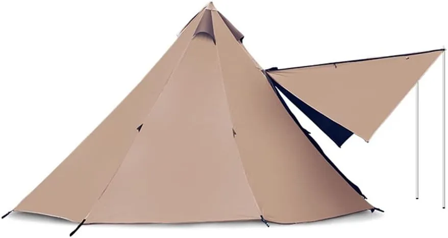 Camping Indian Teepee Tent for 5-8 Person 3000mm Waterproof Double Layer Pyramid Tent with Stove Hole for Camping Hiking Picnic Garden